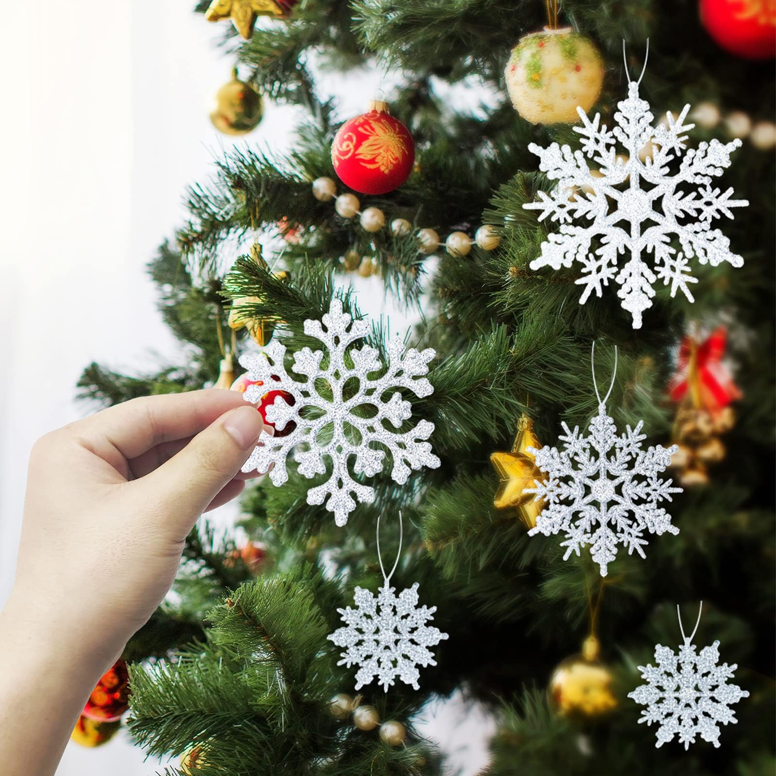Amazon.co.jp: GuassLee クリスマスツリー飾り 雪の結晶 クリスマス